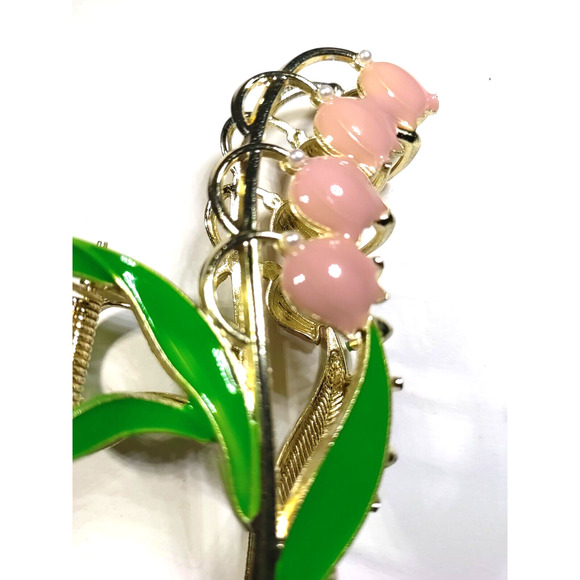 Hair Clip Barrette Snow Drop Flower Messy Hair Bun Pink Green Gold Tone Wedding - Picture 4 of 9